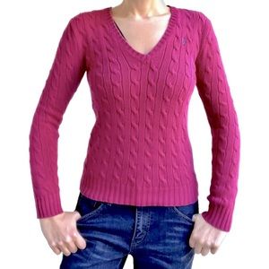 ❤️💗 RLS cable knit v-neck sweater